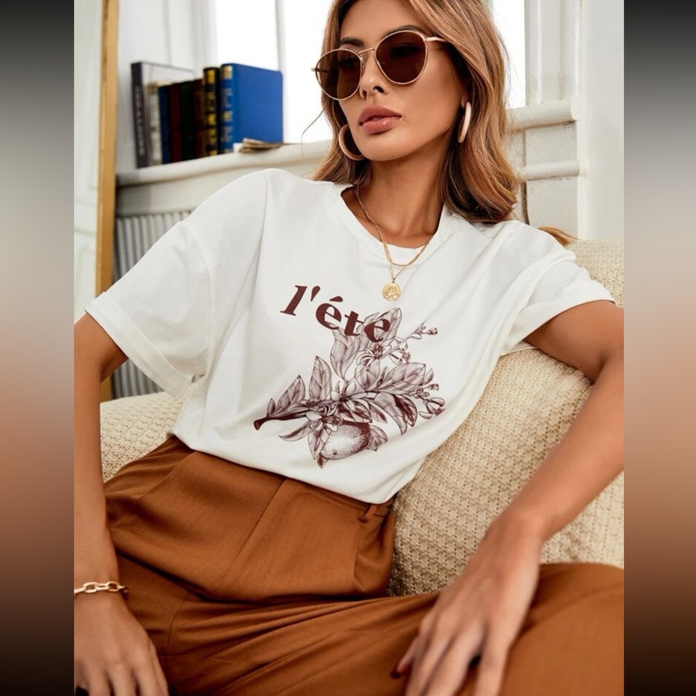 Frenchy Floral & Letter Graphic Tee